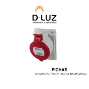 TOMA P/EMPOTRAR 3P+T 16A.413-1666 INCLINADA